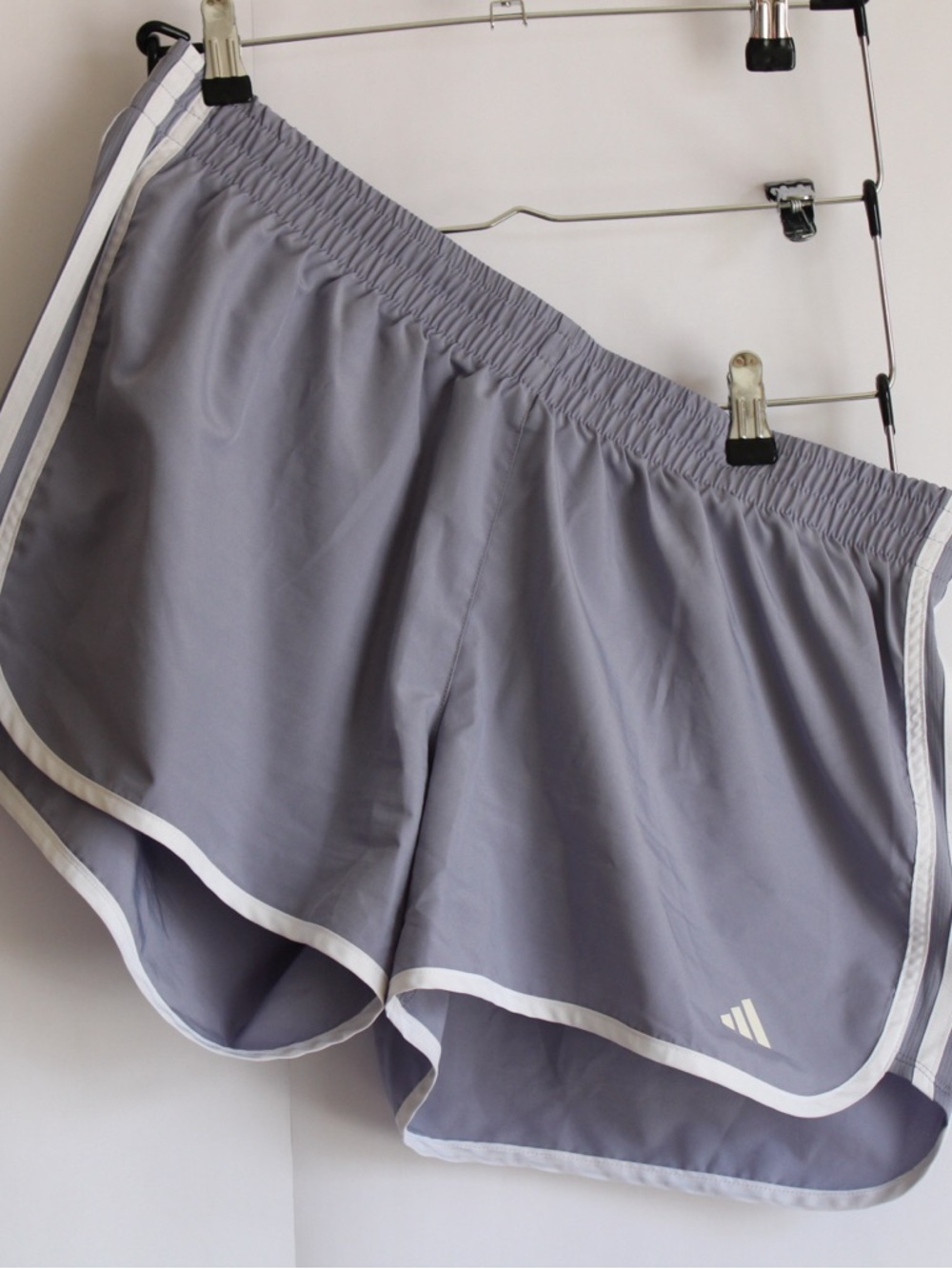 adidas Light Gray Athletic Shorts with White Trim